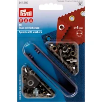 Prym Ösen mit Scheiben 4 mm Altmessing – 50...