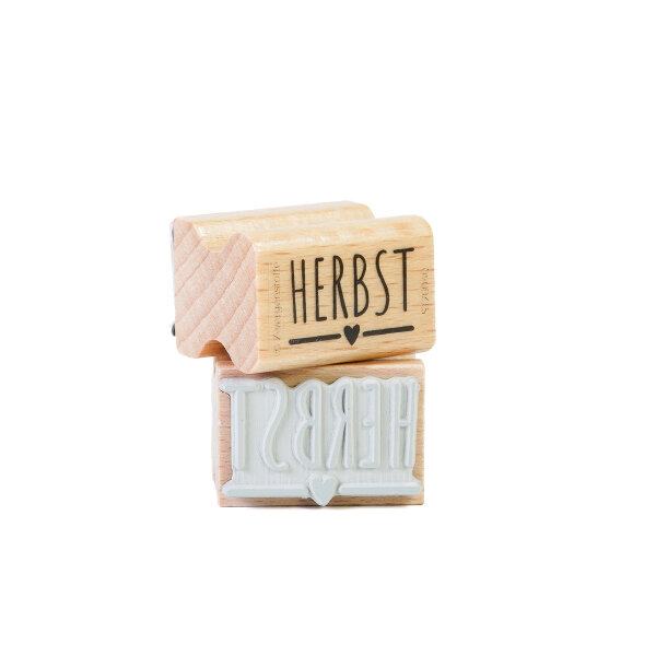Zwergenstoffe Textstempel «HERBST» mit Herz