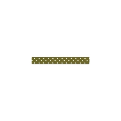 Repsband "Polka Dots" schmal, elfenbein auf olivgrün
