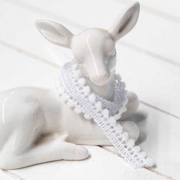Mini Pomponborte Weiss