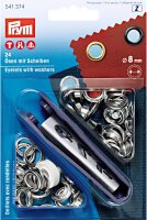 Prym 24 Stk Ösen und Scheiben 8 mm – Silber