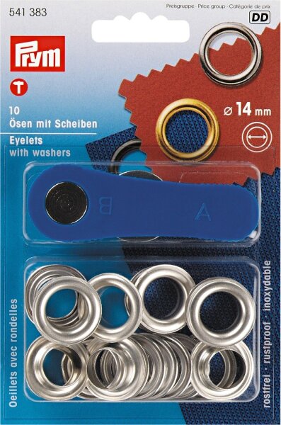 Prym 10 Stk Ösen mit Scheiben 14 mm – Silber