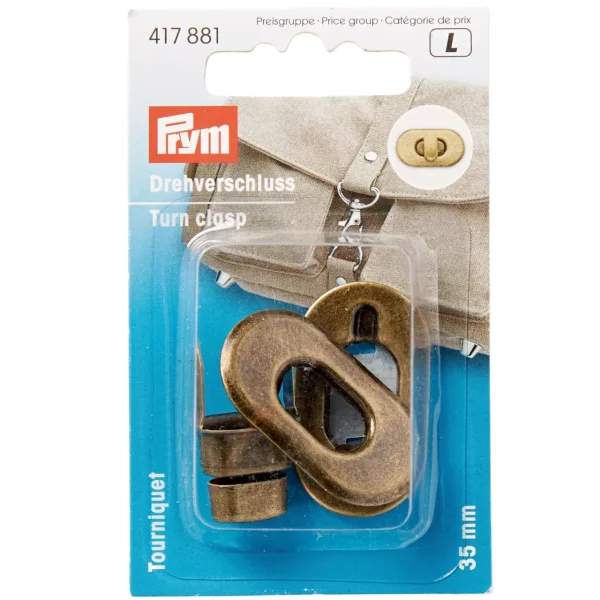 Prym Drehverschluss für Taschen 35 x 20 mm Altmessing