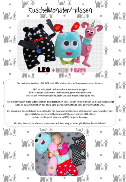 Farbenmix Schnittmuster – Kuschelmonster Kissen